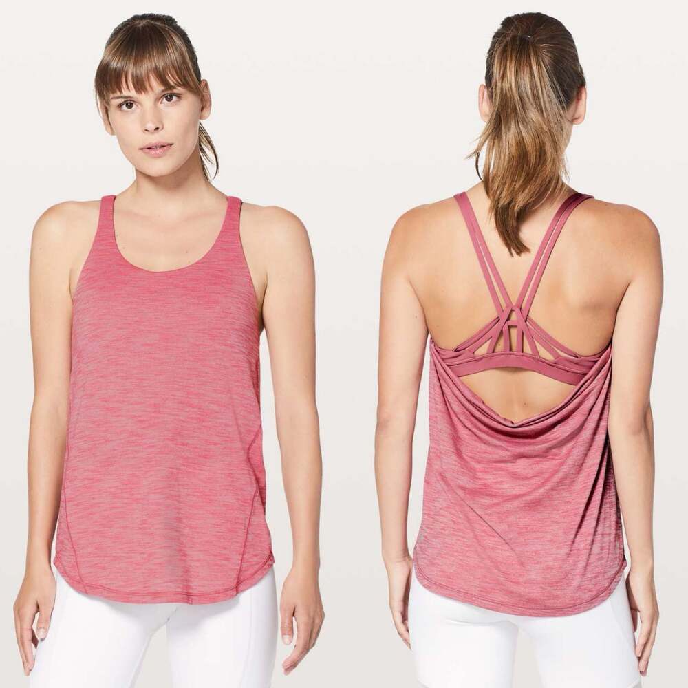 Lululemon Moment To Movement 2-In-1 Tank Heathered Cherry Tint Size 6